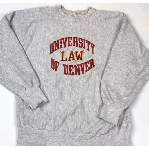 Vintage University Denver Law Champion Reverse Weave Crewneck Sweatshirt XL USA - Picture 2 of 16